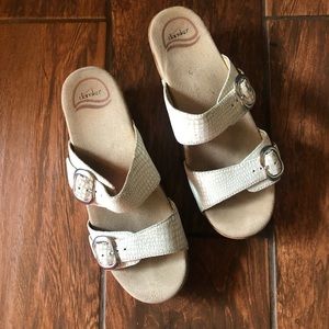 Dansko white snakeskin wedges size 38 / 7.5